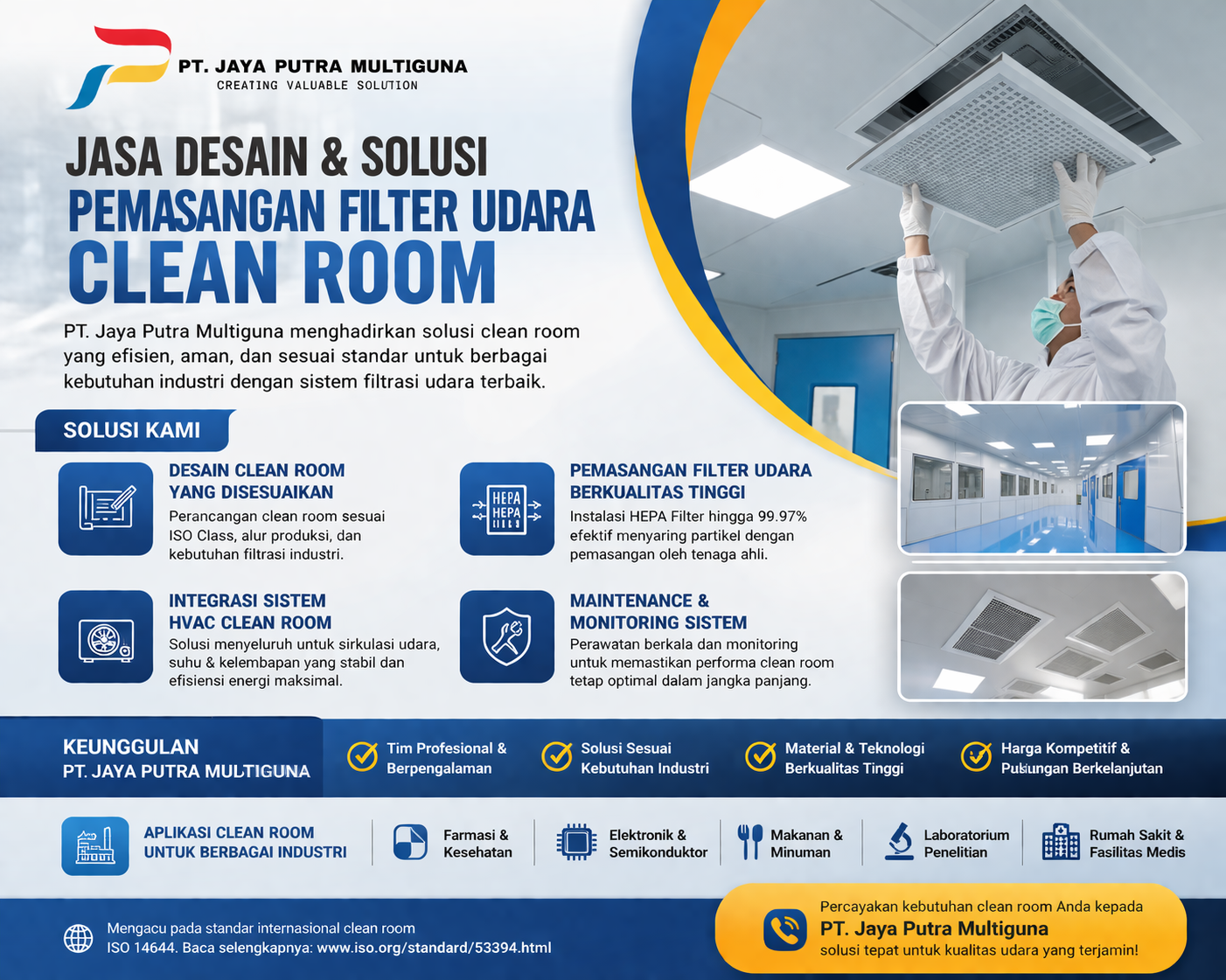Solusi Terbaik Jasa Desain dan Pemasangan Filter Udara Clean Room